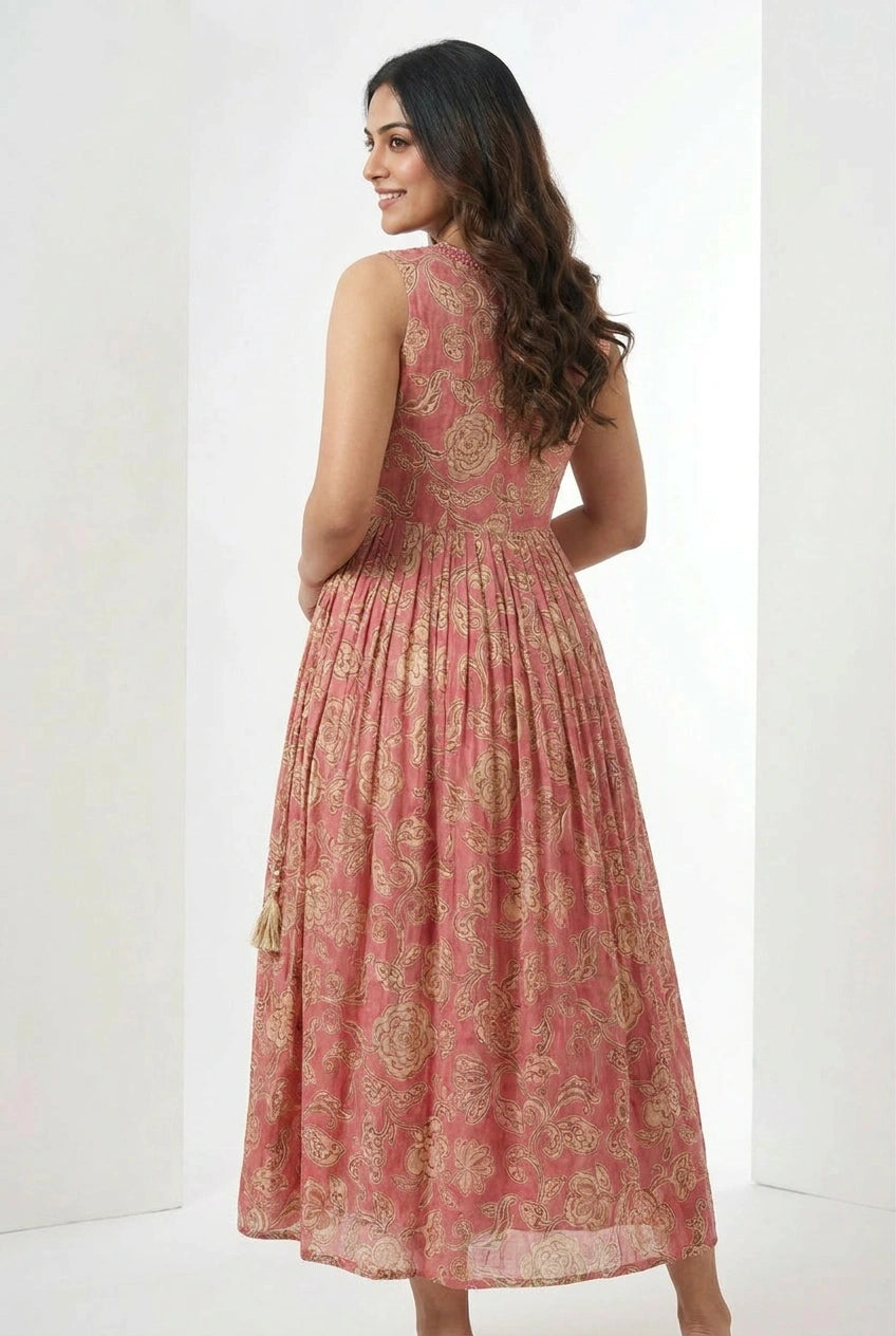 Cotton Kurti Gown with Floral Print for Casual Outings