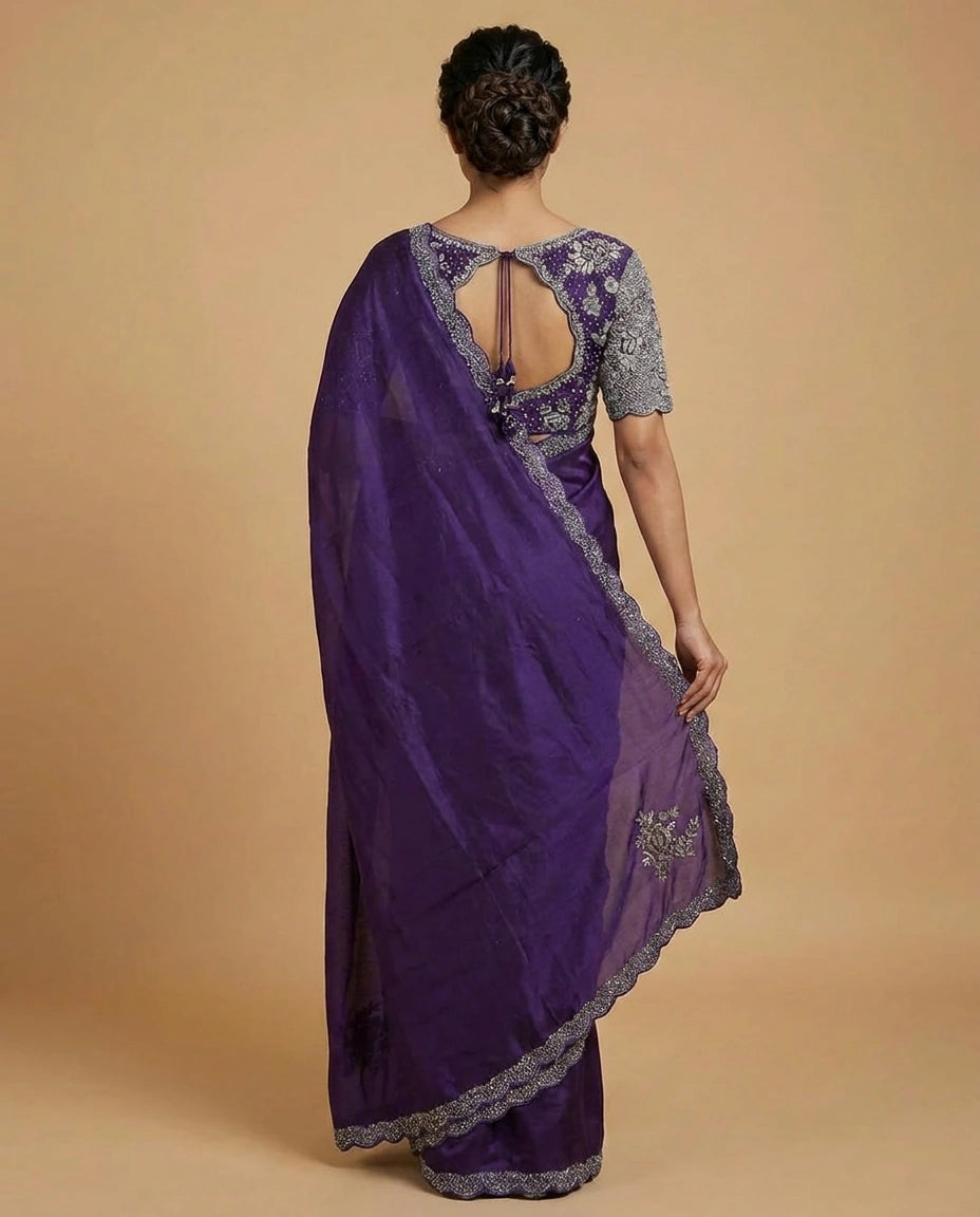 Organza Designer Saree - Rangoli India