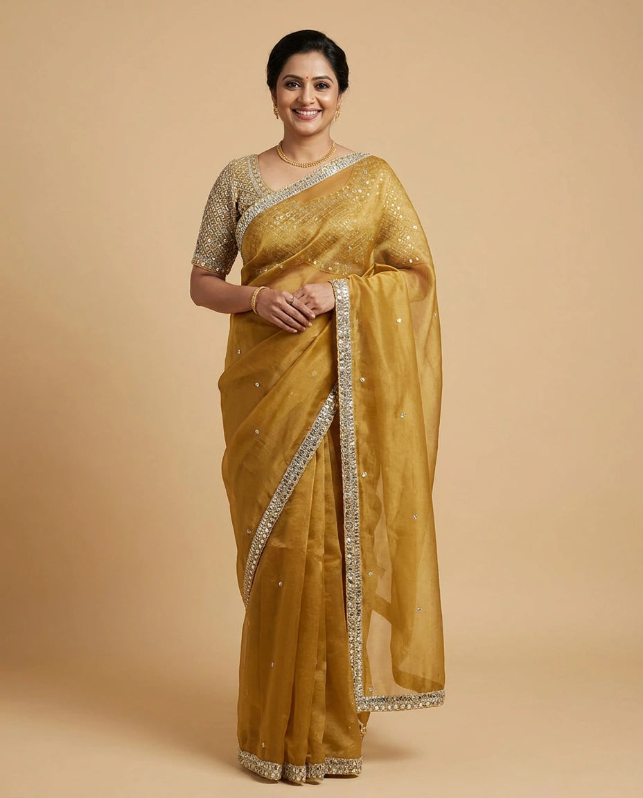 Tissue Designer Saree - Rangoli India