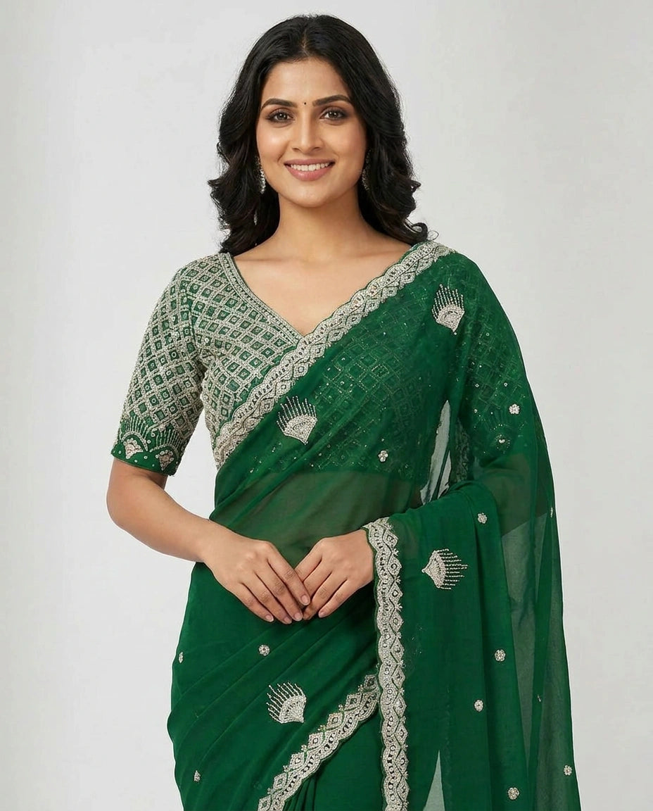 Organza Designer Saree - Rangoli India