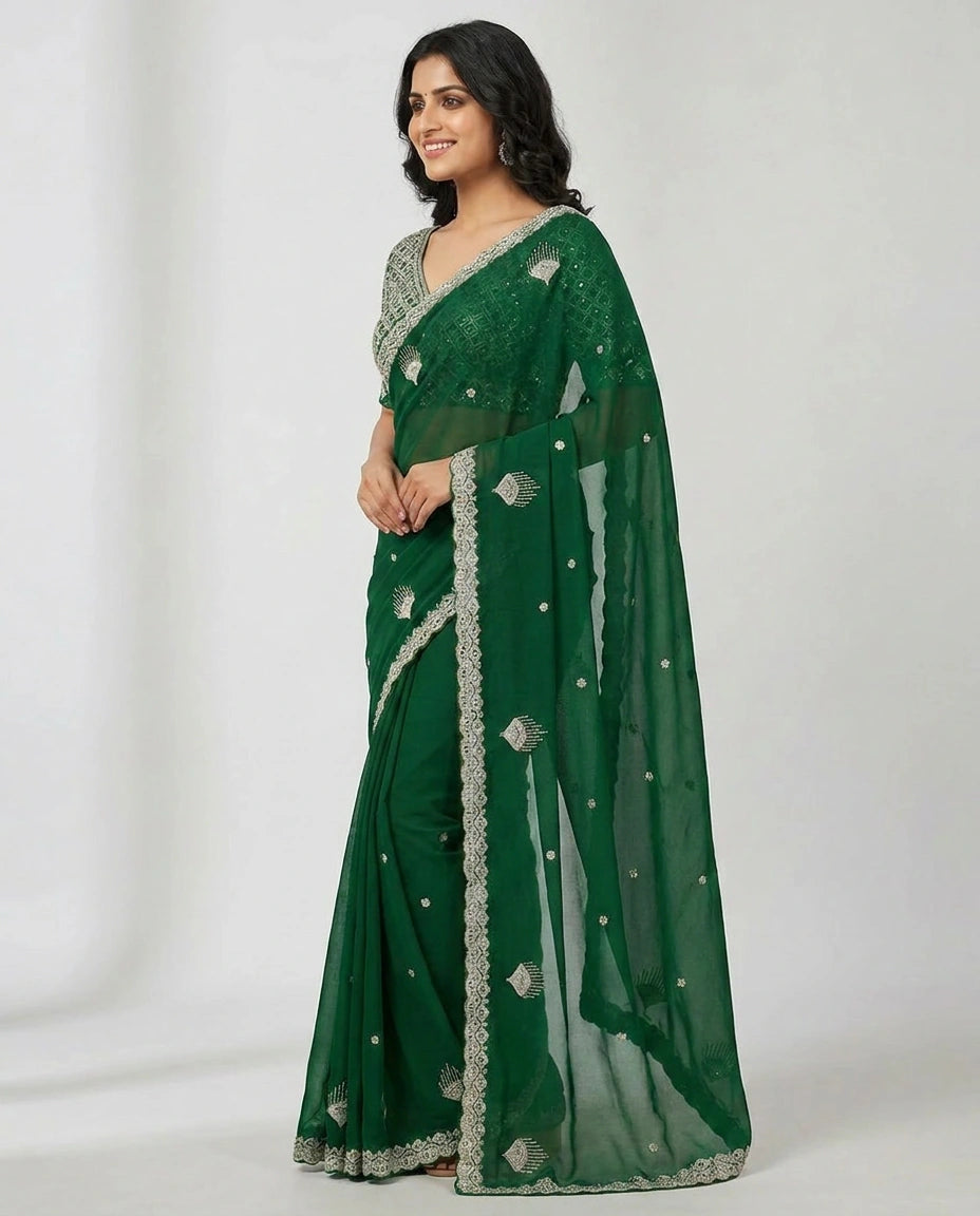 Organza Designer Saree - Rangoli India