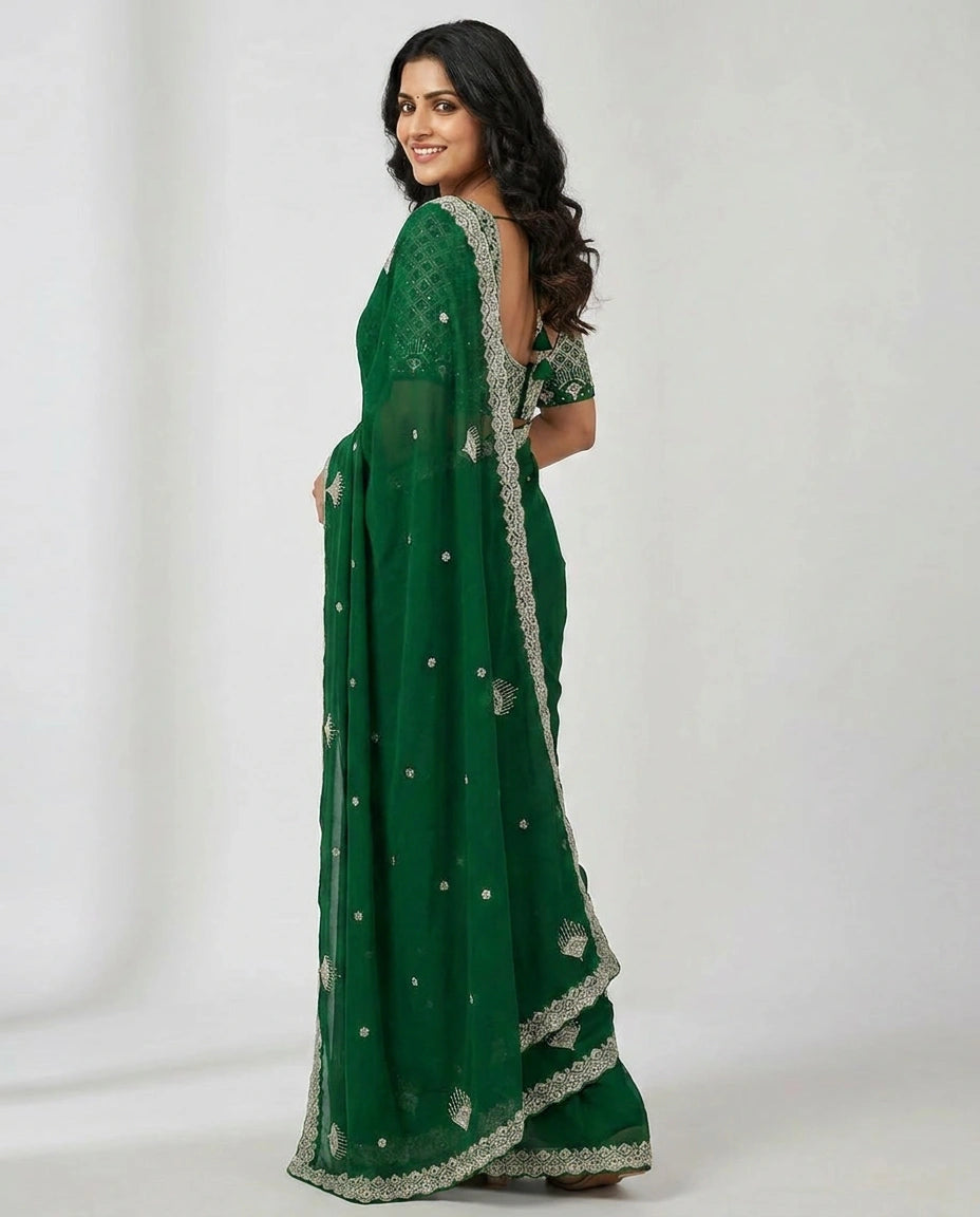 Organza Designer Saree - Rangoli India