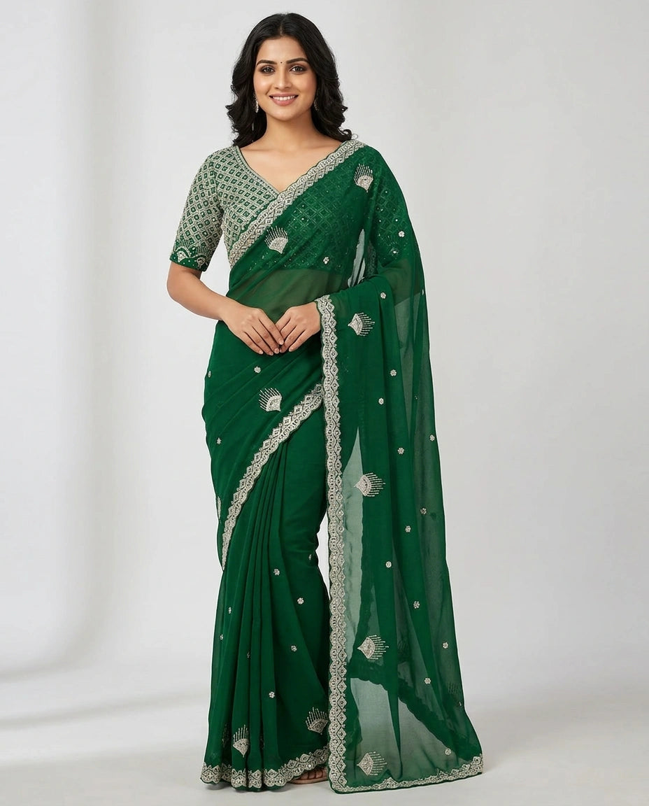 Organza Designer Saree - Rangoli India