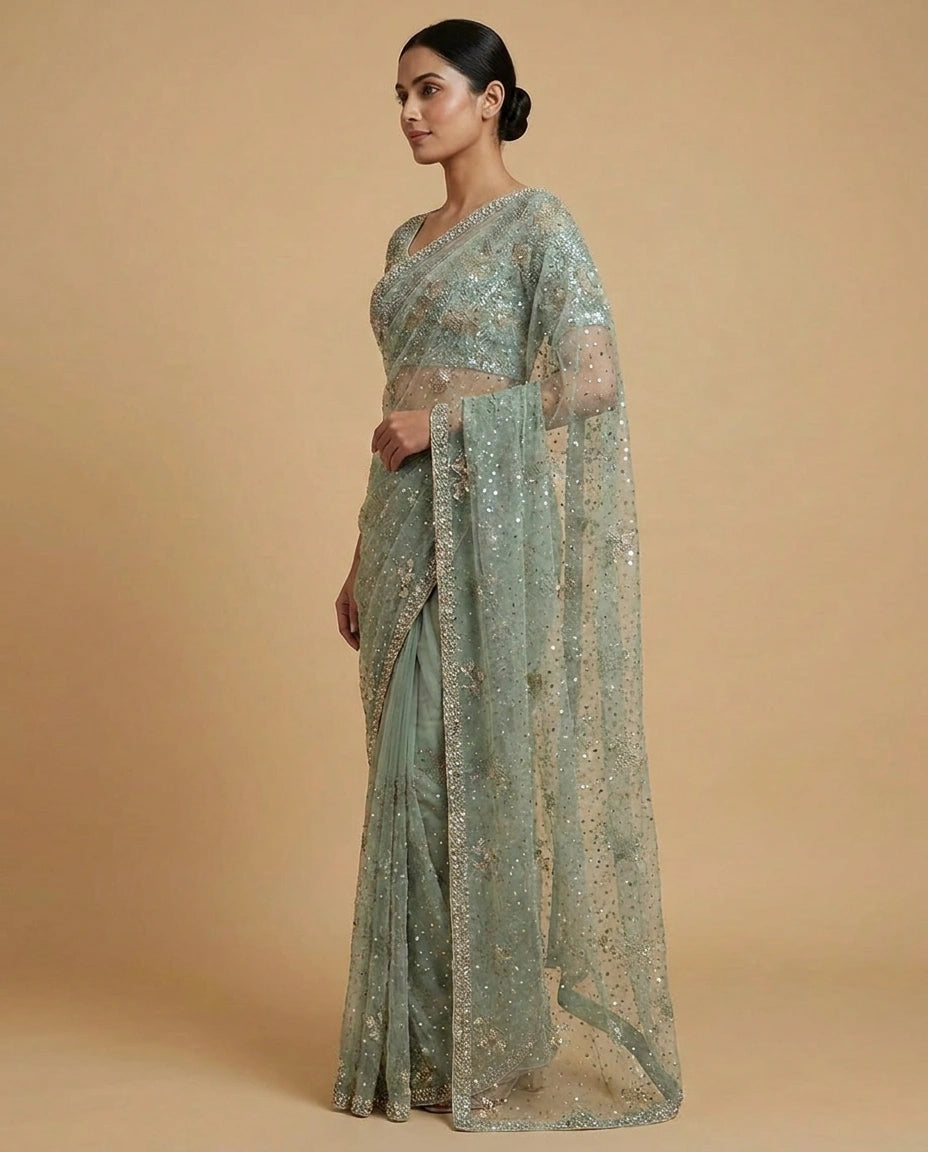 Tissue Designer Saree - Rangoli India