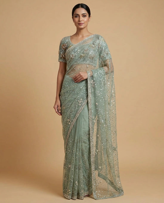 Tissue Designer Saree - Rangoli India