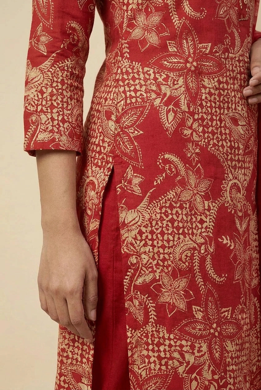 Cotton Straight Suit with Mirror Accents for Casual Wear