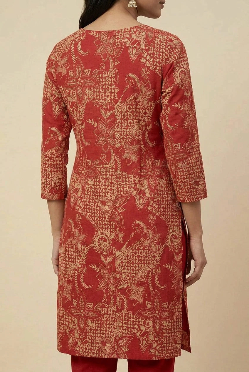Cotton Straight Suit with Mirror Accents for Casual Wear