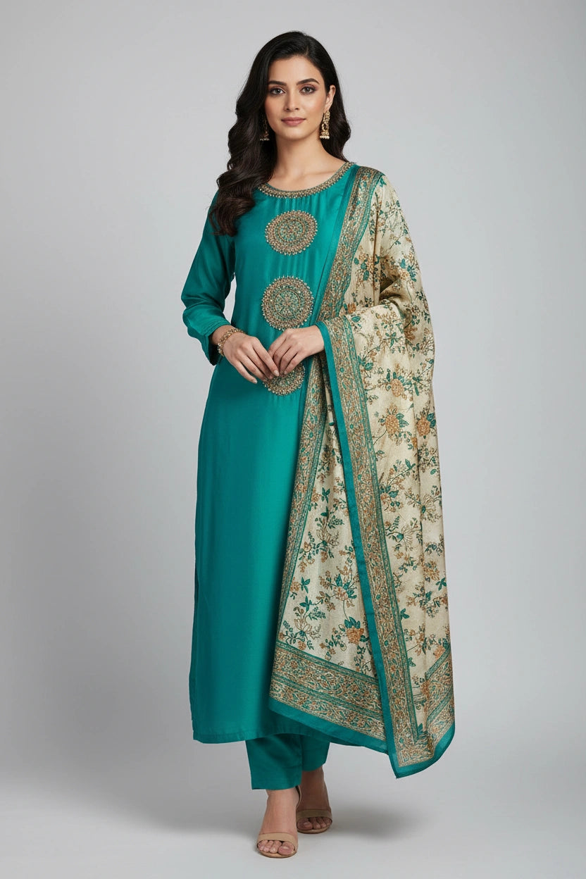 Refined Chinon Straight Suit - Rangoli Sarees