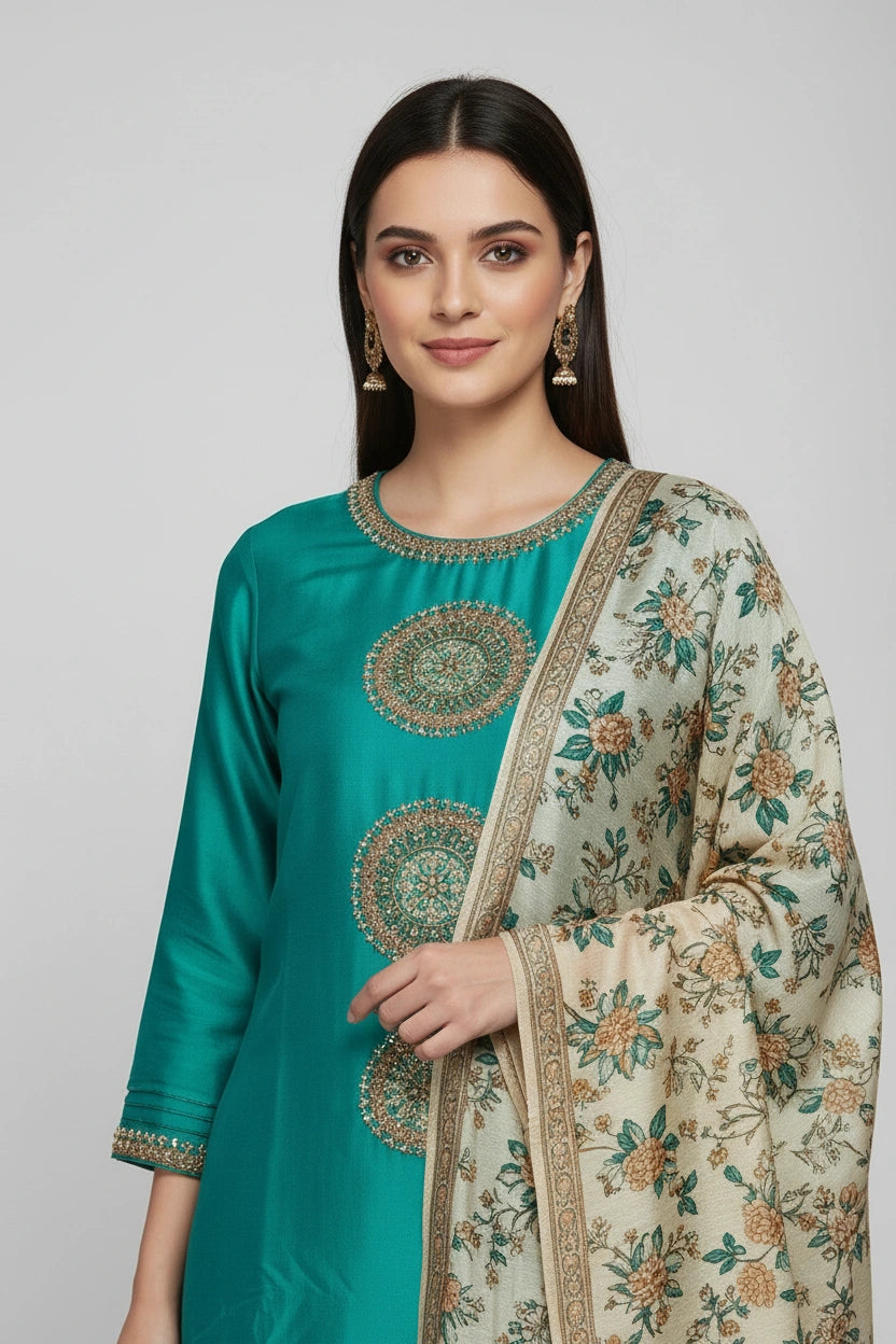 Refined Chinon Straight Suit - Rangoli Sarees