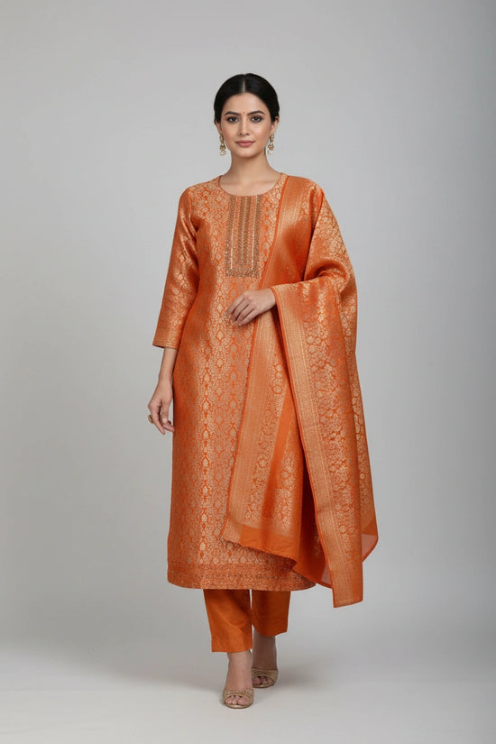 Refined Silk Katan Straight Suit - Rangoli Sarees