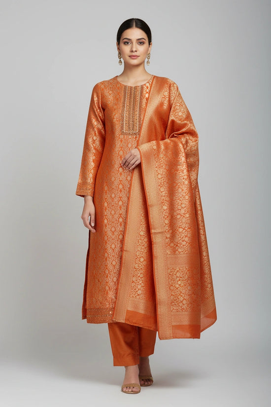 Refined Silk Katan Straight Suit - Rangoli Sarees