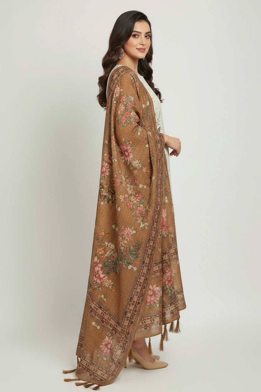 Contemporary Pure Cotton Straight Cut Salwar Suit - Off White/Peach | Rangoli