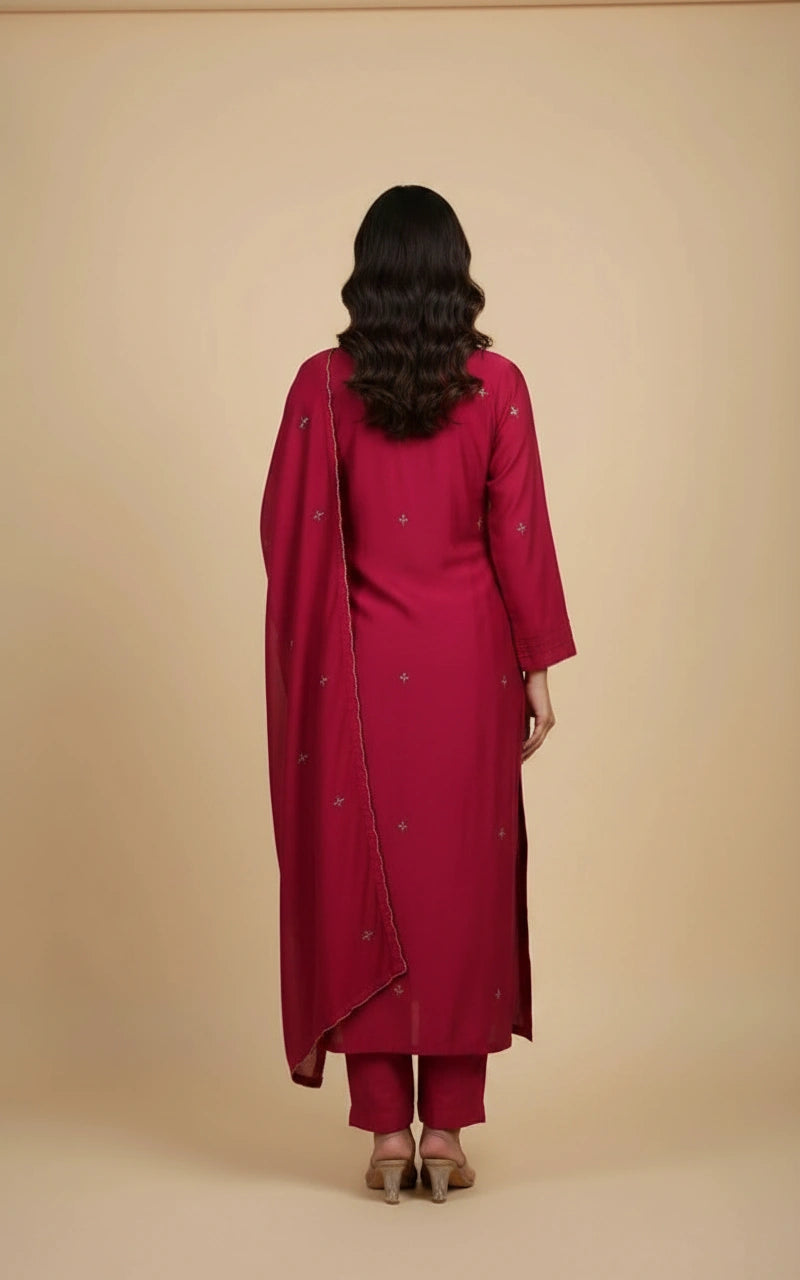 Cotton Straight Salwar Suit Set with Matching Dupatta Set view 2