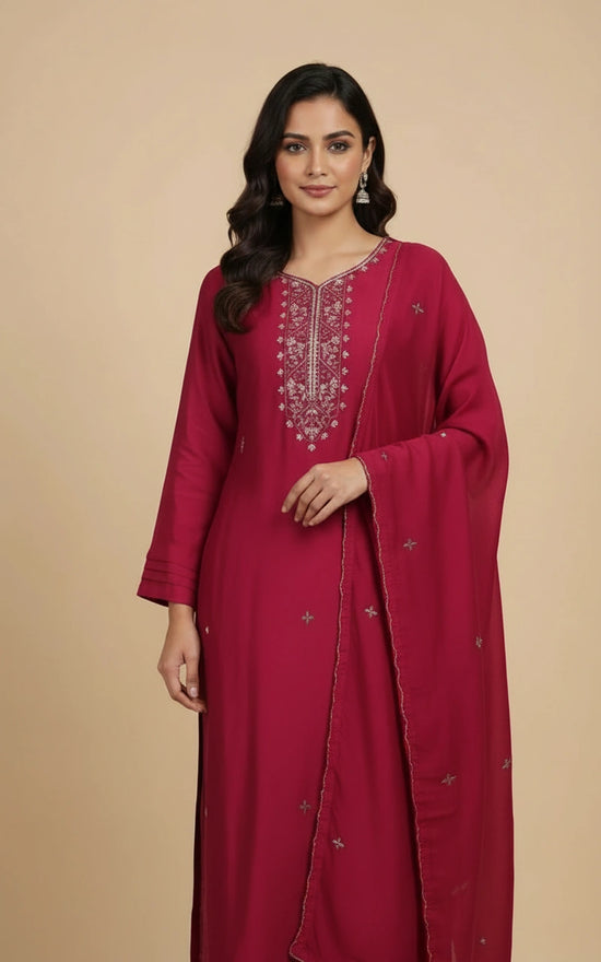Cotton Straight Salwar Suit Set with Matching Dupatta Set view 4