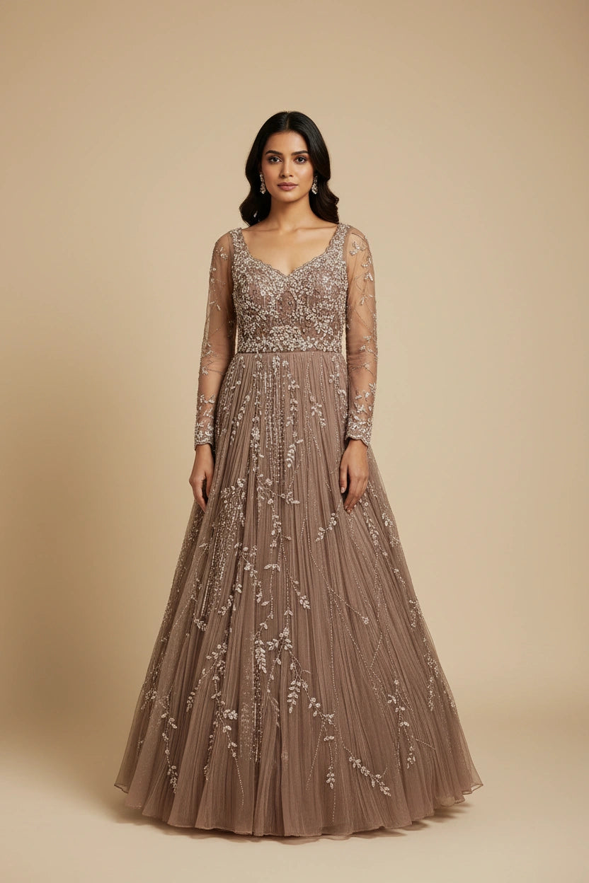 Contemporary Crush Tissue Suit Gown | Rangoli