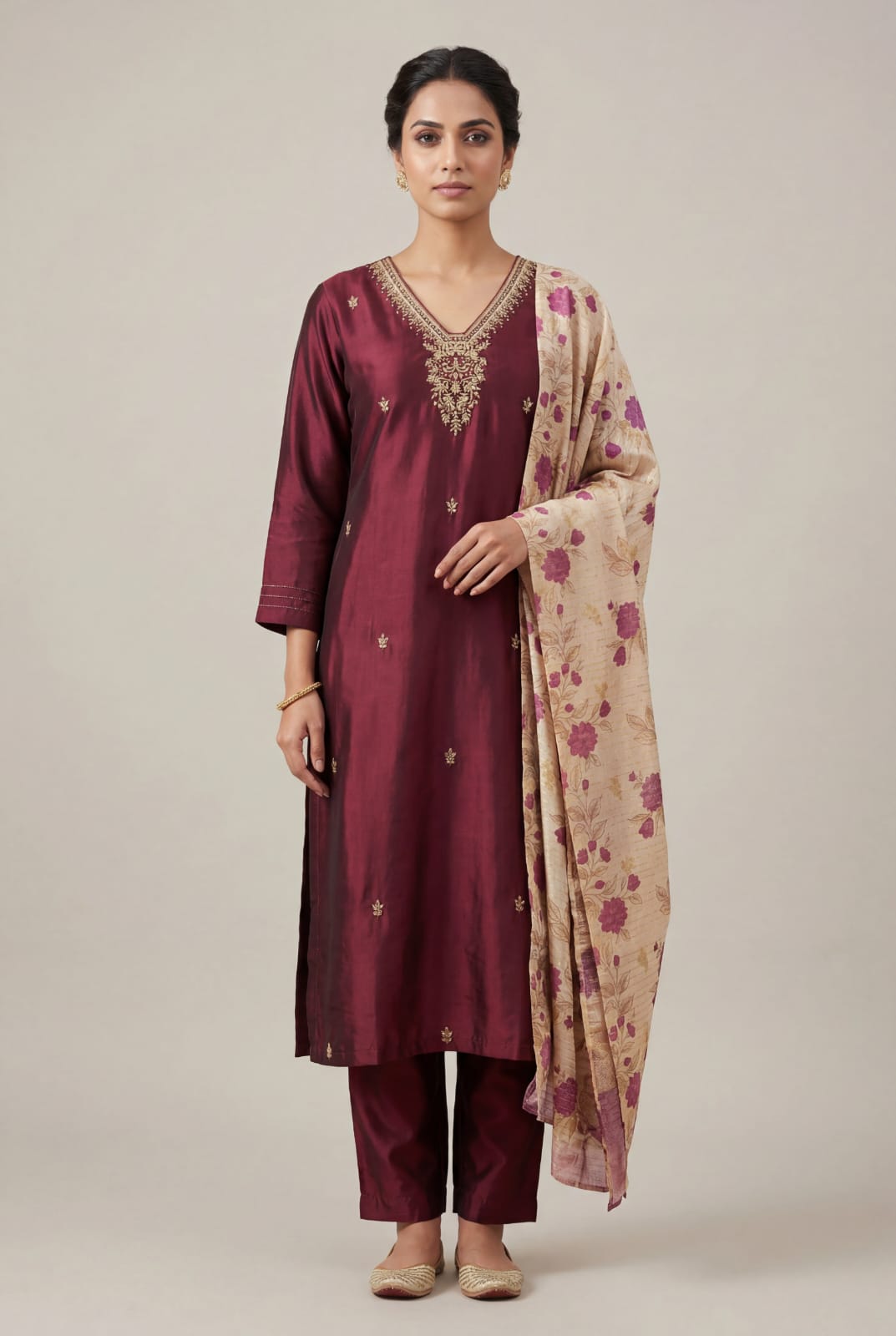 Refined Chinon Straight Suit - Rangoli Sarees