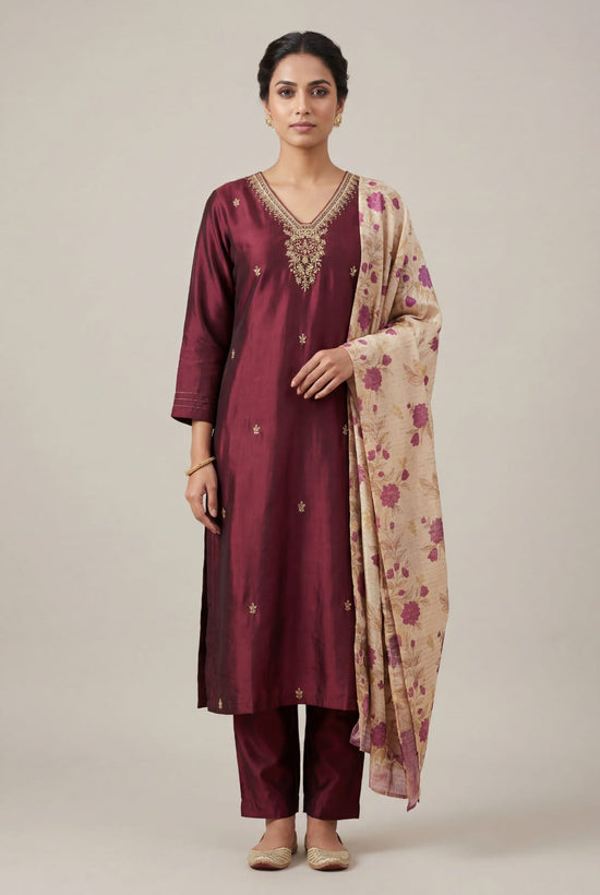 Refined Chinon Straight Suit - Rangoli Sarees
