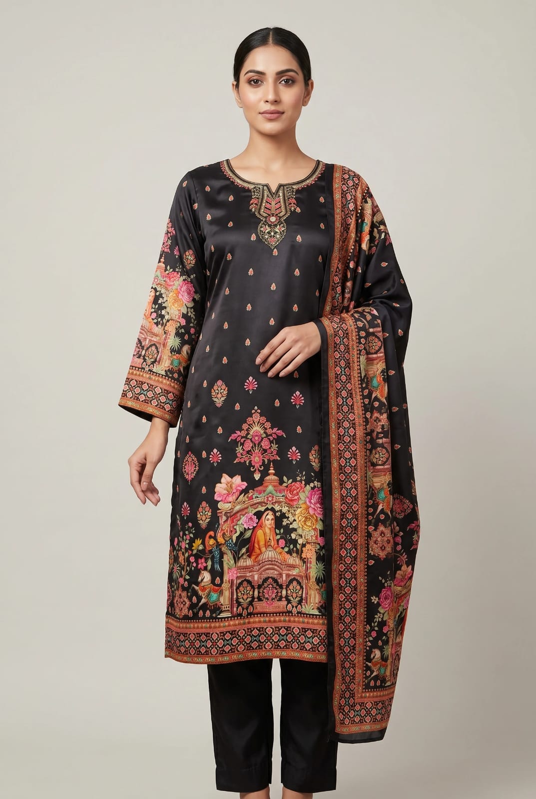 Refined Crepe Silk Straight Suit - Rangoli Sarees