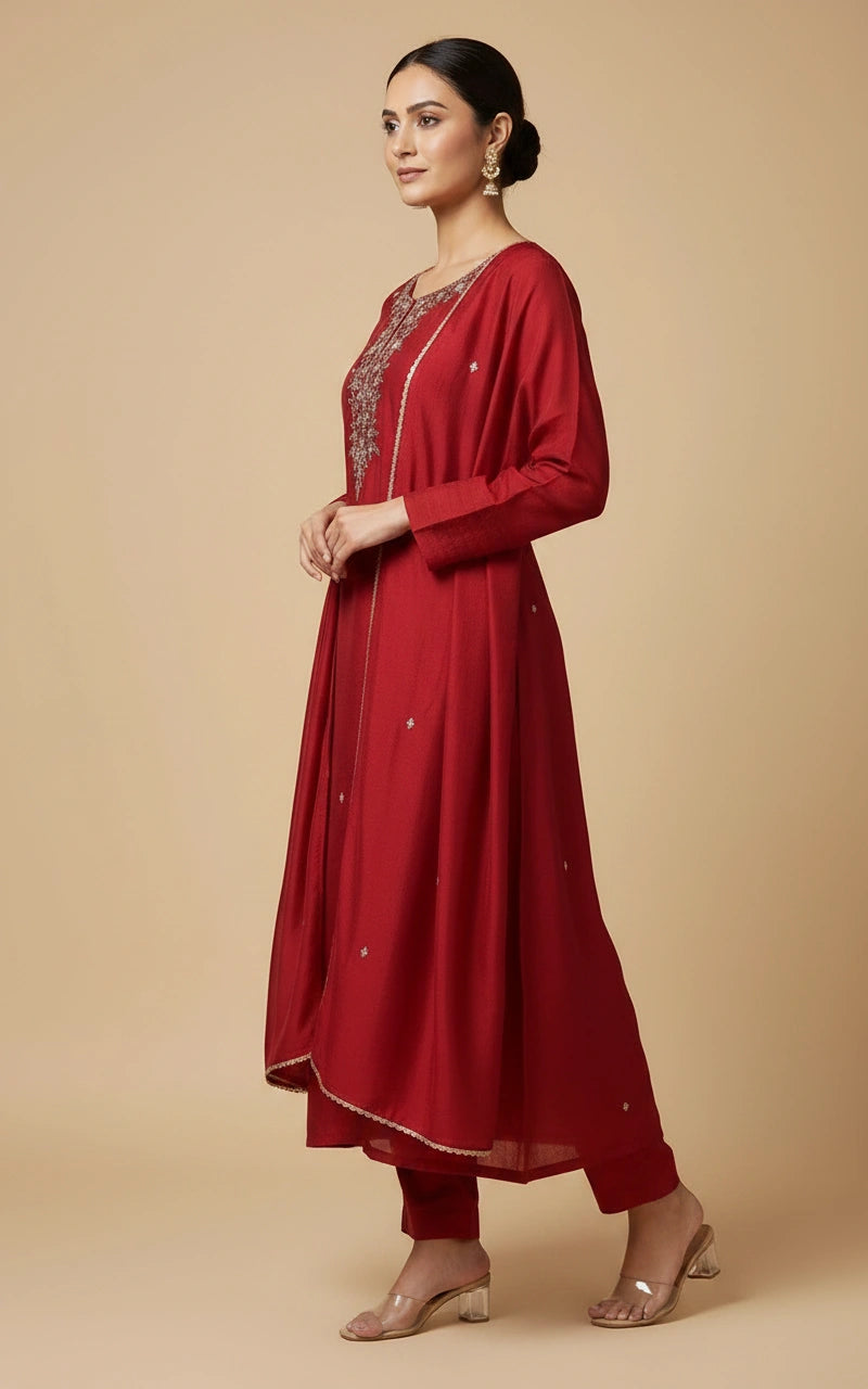 Fandy Satin Straight Salwar Suit with Dupatta for Women view 2
