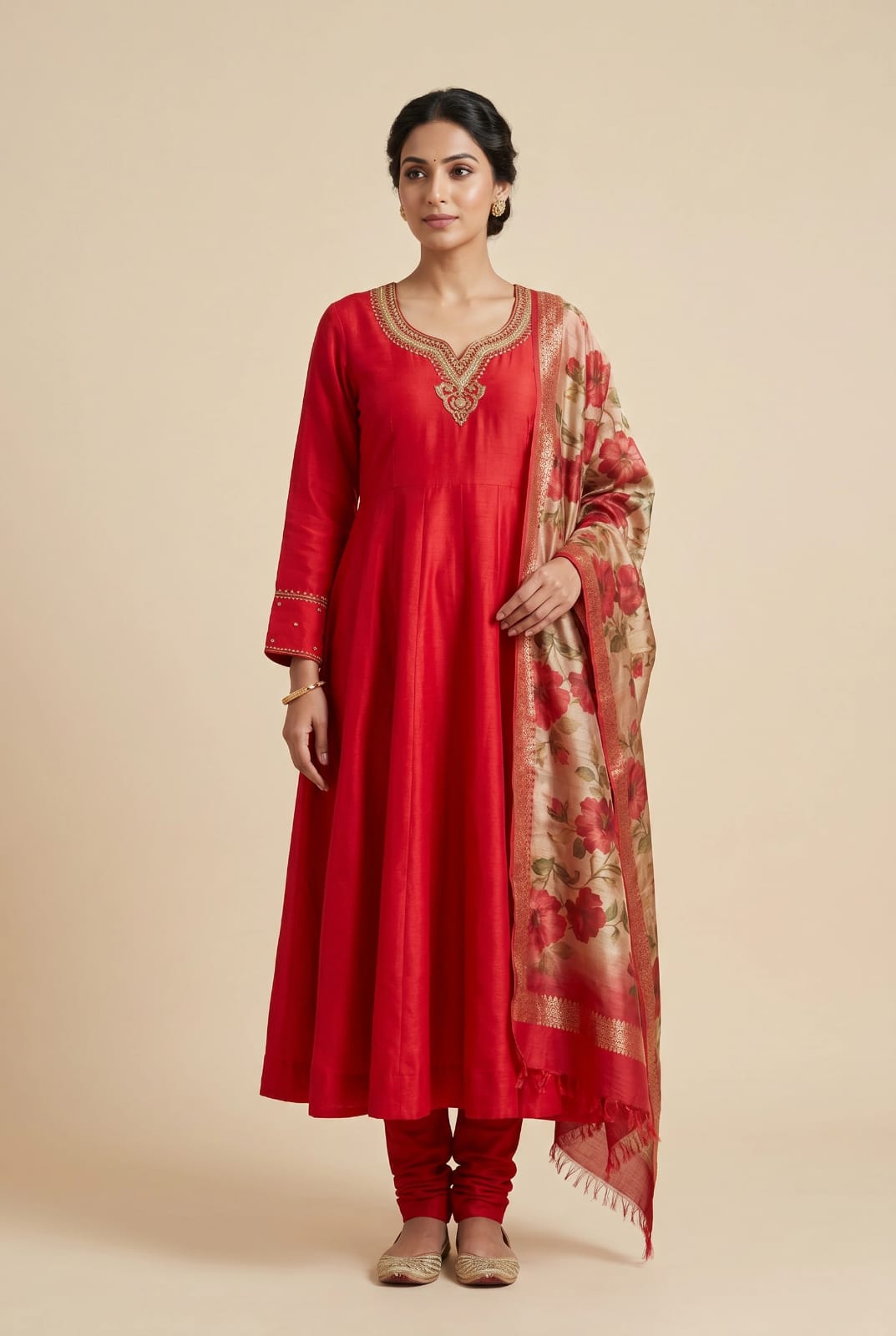 Graceful Silk Katan Anarkali Suit - Rangoli Sarees