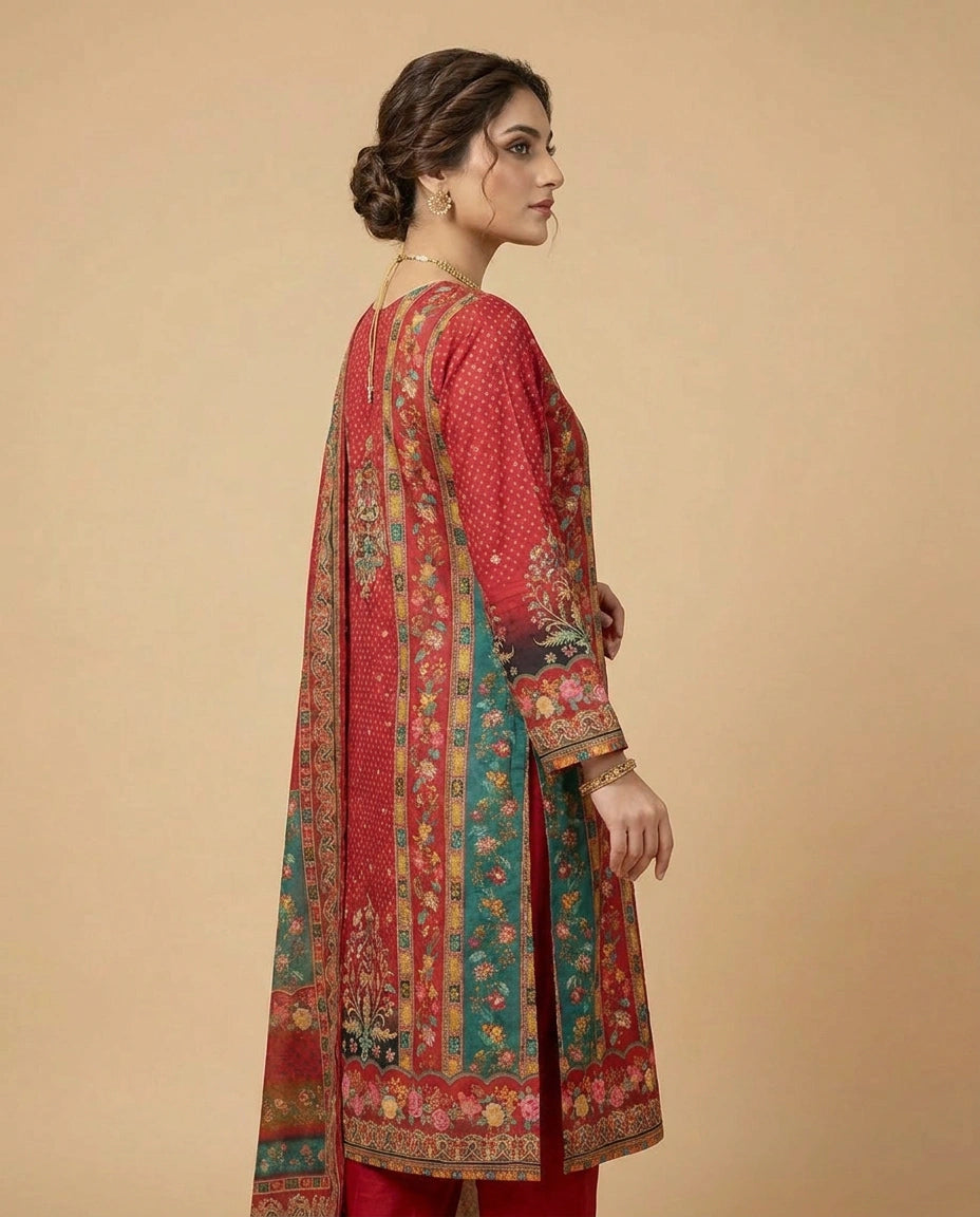 Navy Rani Crepe Silk Straight Suit Set for Festive Wear