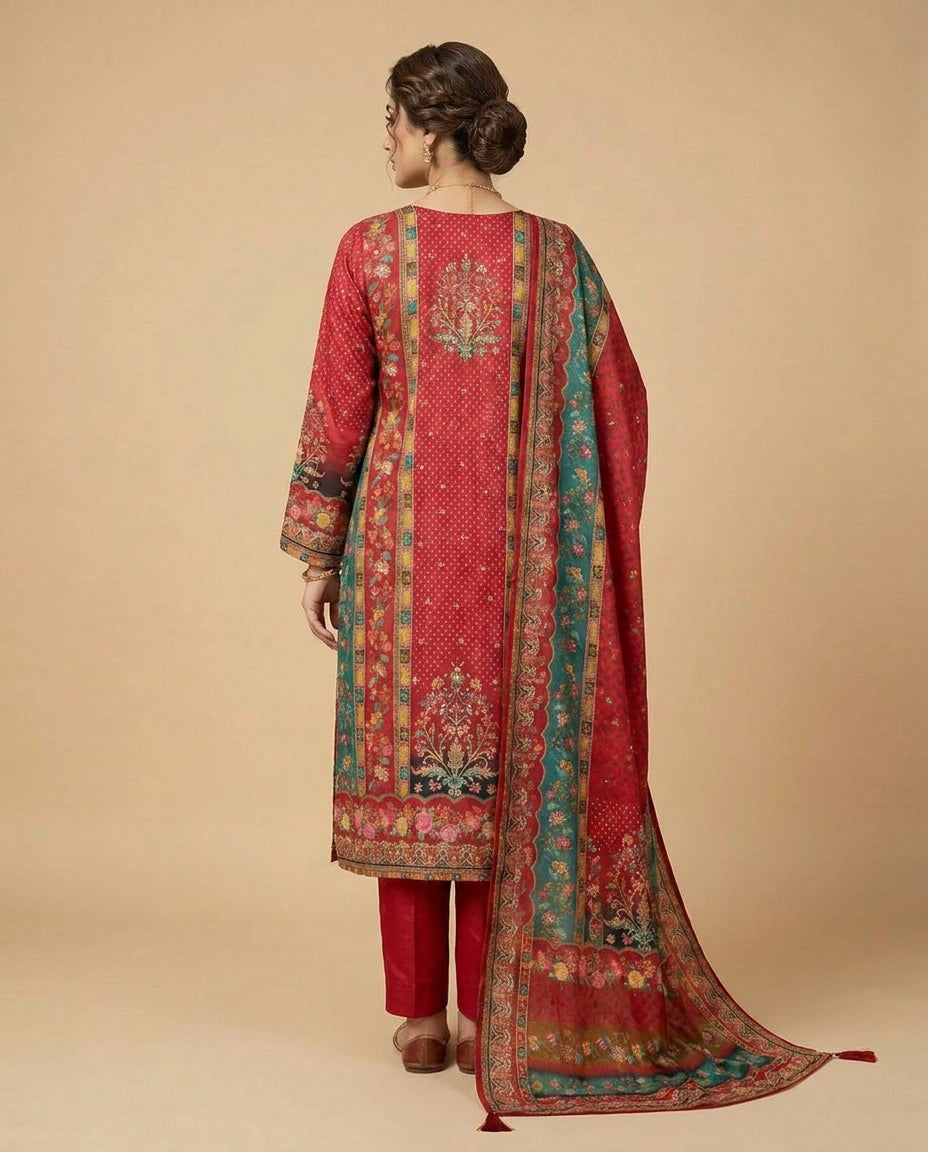 Navy Rani Crepe Silk Straight Suit Set for Festive Wear