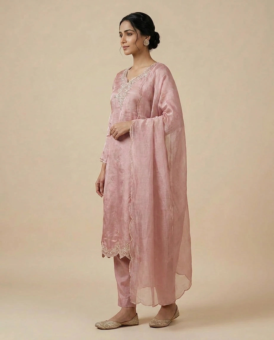 Satin Patiala Suit Set