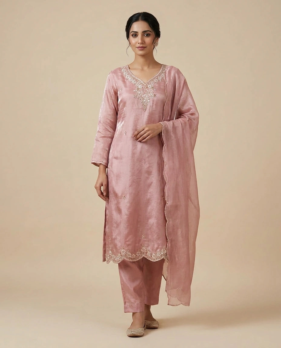Blue Fandy Satin Patiala Suit – Festive Ethnic Wear