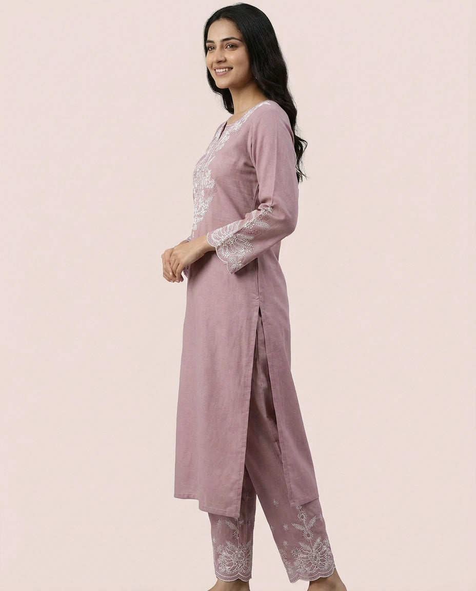 Pink Cotton Kurti Set — photo 3 of 4
