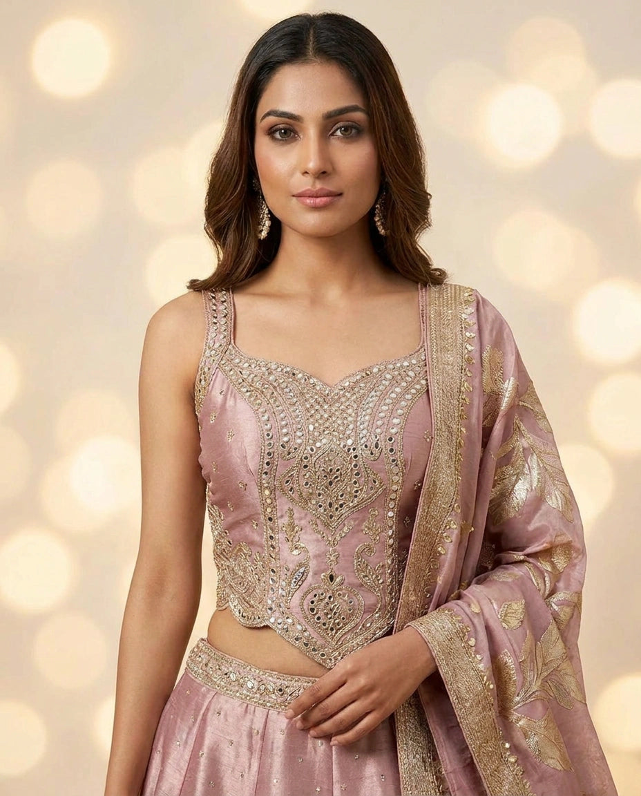 Tissue Croptop Lehenga with Peplum Croptop view 6