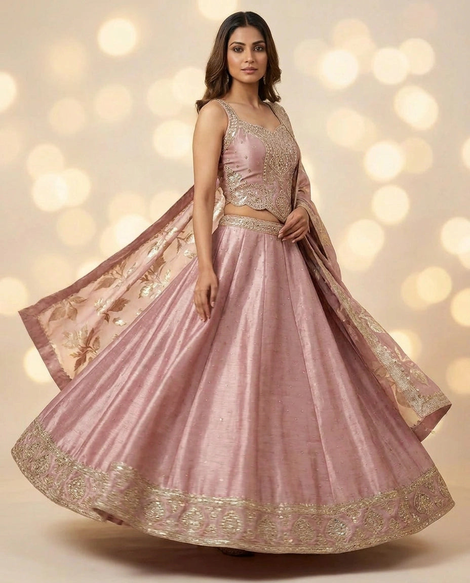 Tissue Croptop Lehenga with Peplum Croptop view 8
