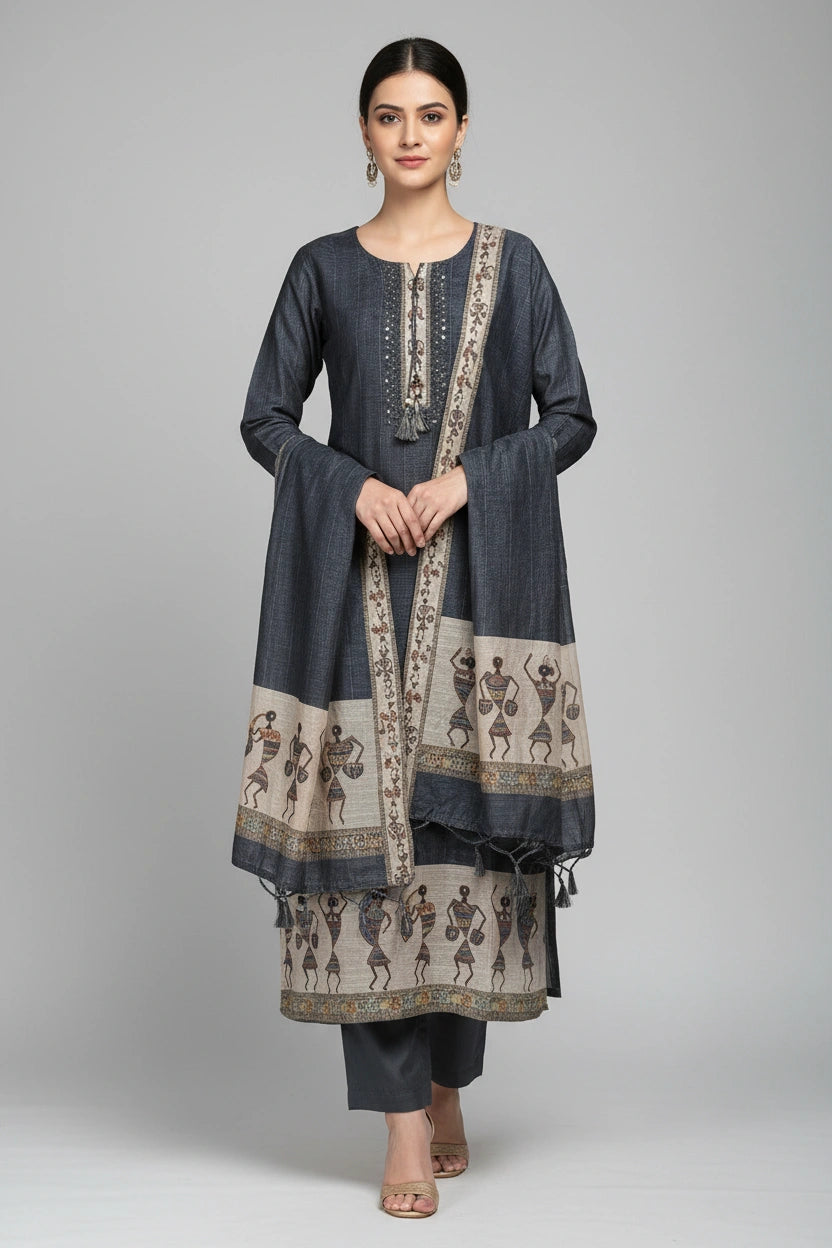 Refined Cotton Linen Straight Suit - Rangoli Sarees