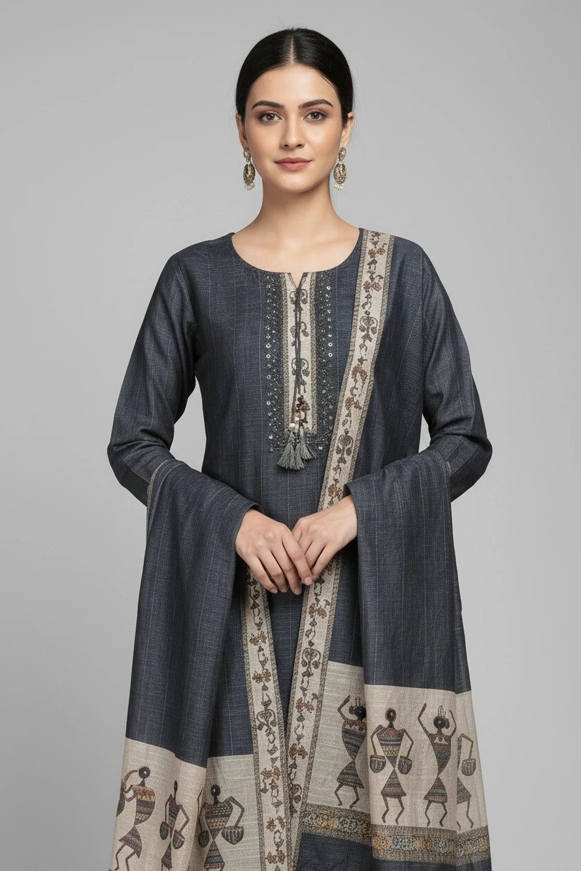 Refined Cotton Linen Straight Suit - Rangoli Sarees