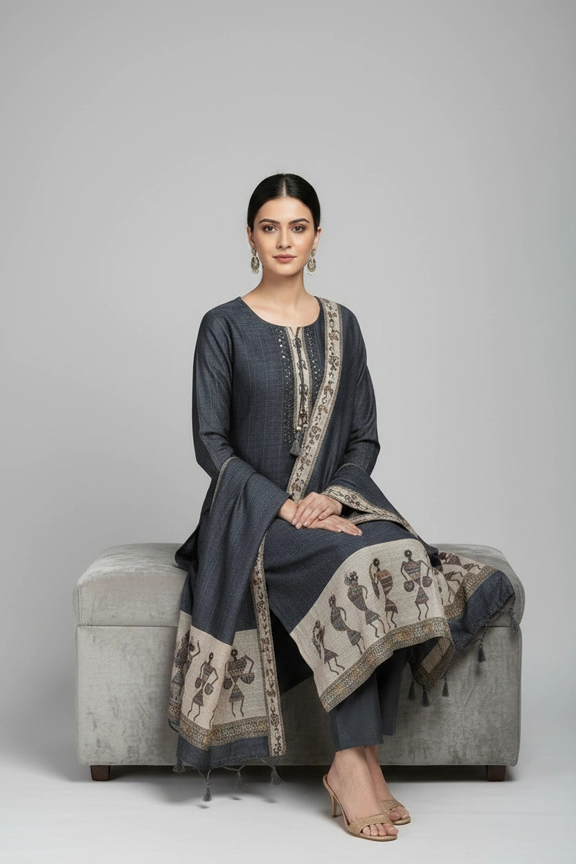 Refined Cotton Linen Straight Suit - Rangoli Sarees