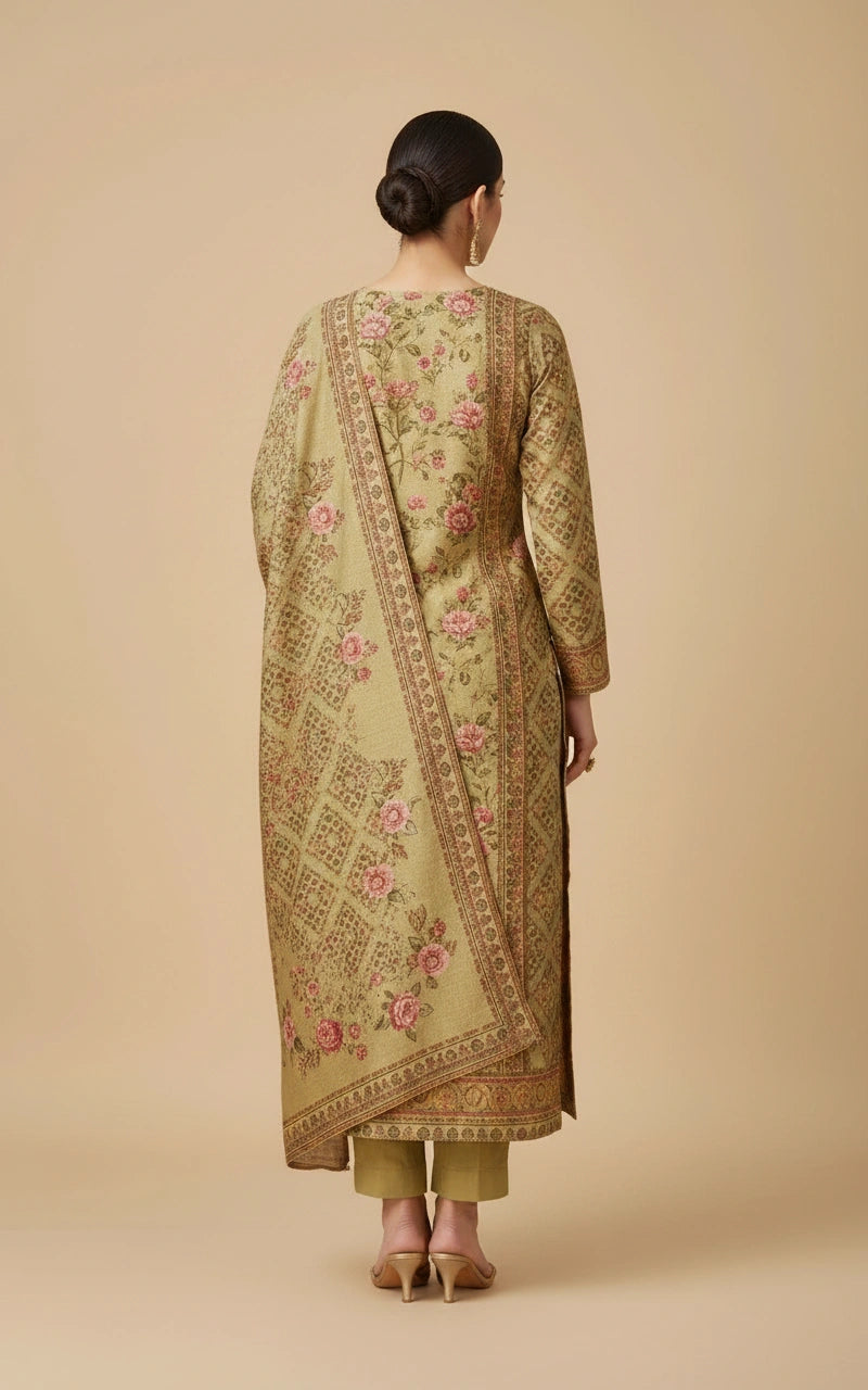 Straight Cut Cotton Salwar Suit Set with Woven Ethnic Work view 2