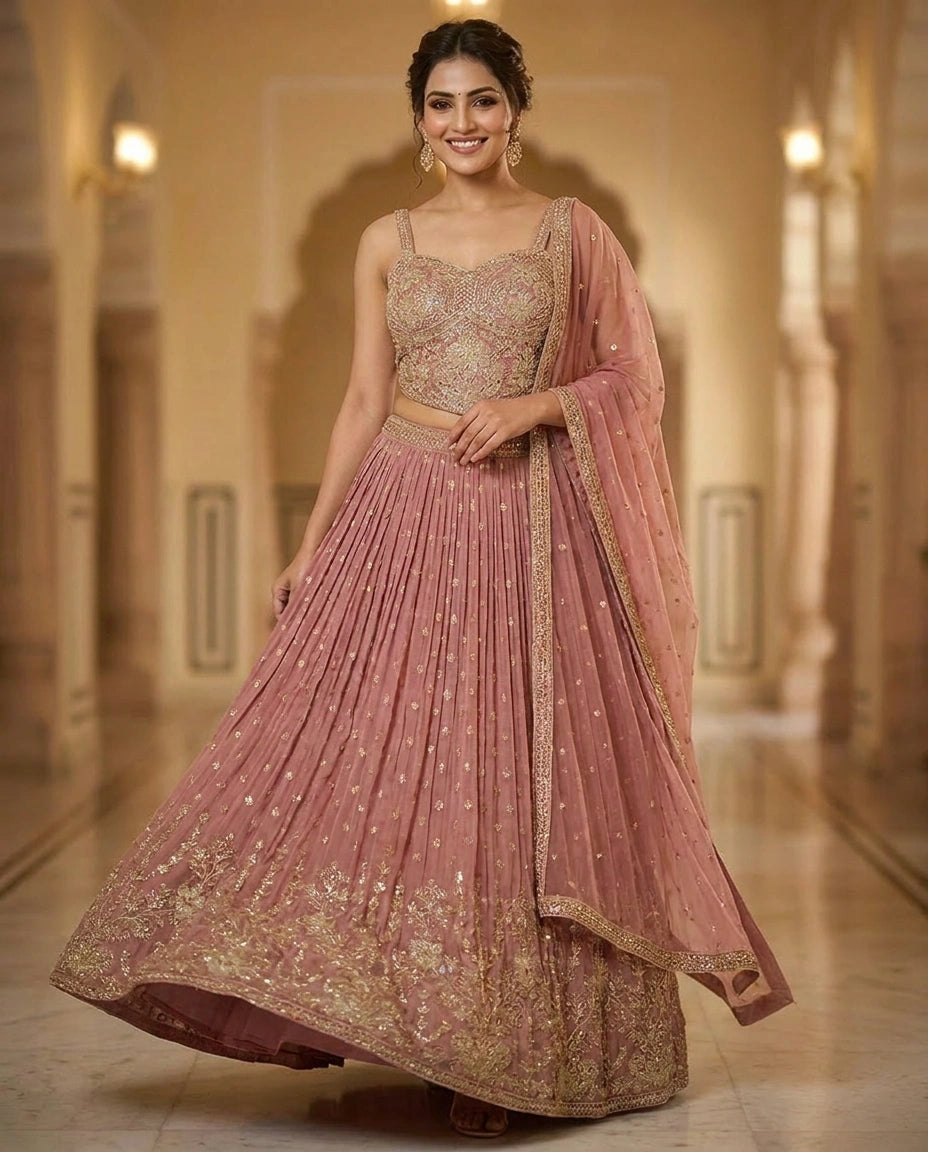 Georgette Croptop Lehenga - Rangoli India