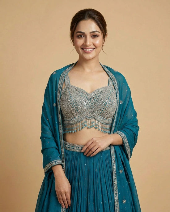 Croptop Lehenga in Georgette - Rangoli India