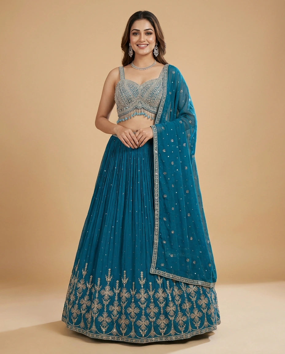 Croptop Lehenga in Georgette - Rangoli India
