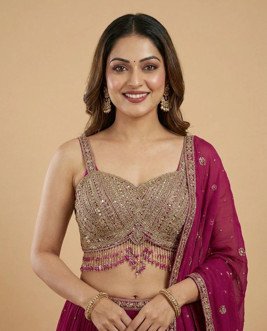Croptop Lehenga in Georgette - Rangoli India