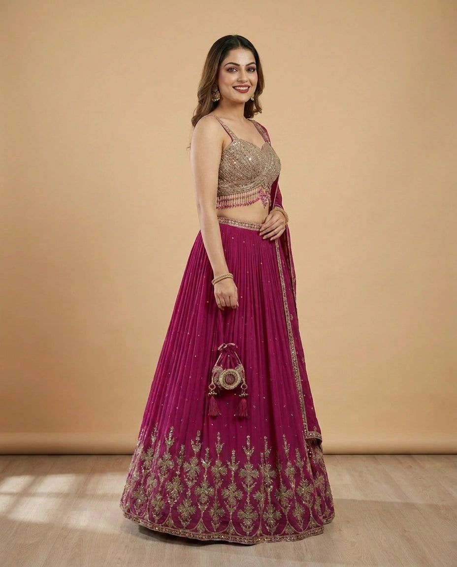 Croptop Lehenga in Georgette - Rangoli India