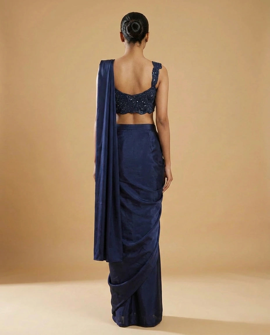 Art Silk Designer Saree with Foil Print and Sequin Work - Rangoli India