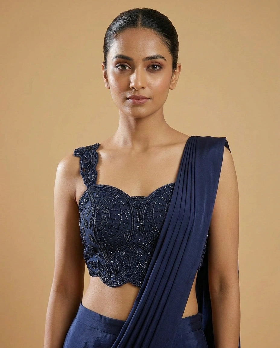 Art Silk Designer Saree with Foil Print and Sequin Work - Rangoli India