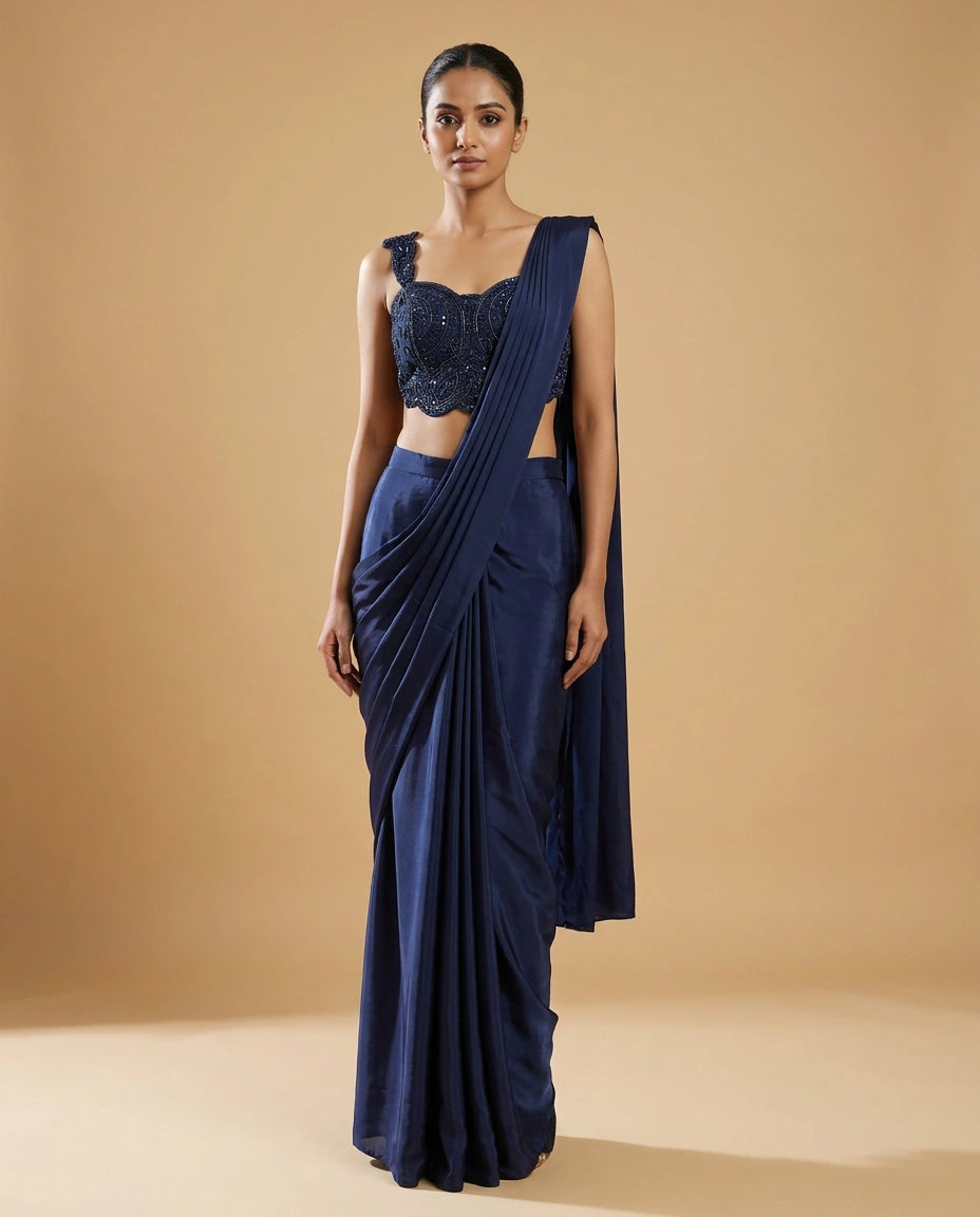 Art Silk Designer Saree with Foil Print and Sequin Work - Rangoli India