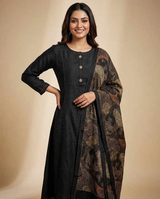 Dola Silk A-Line Suit - Rangoli India