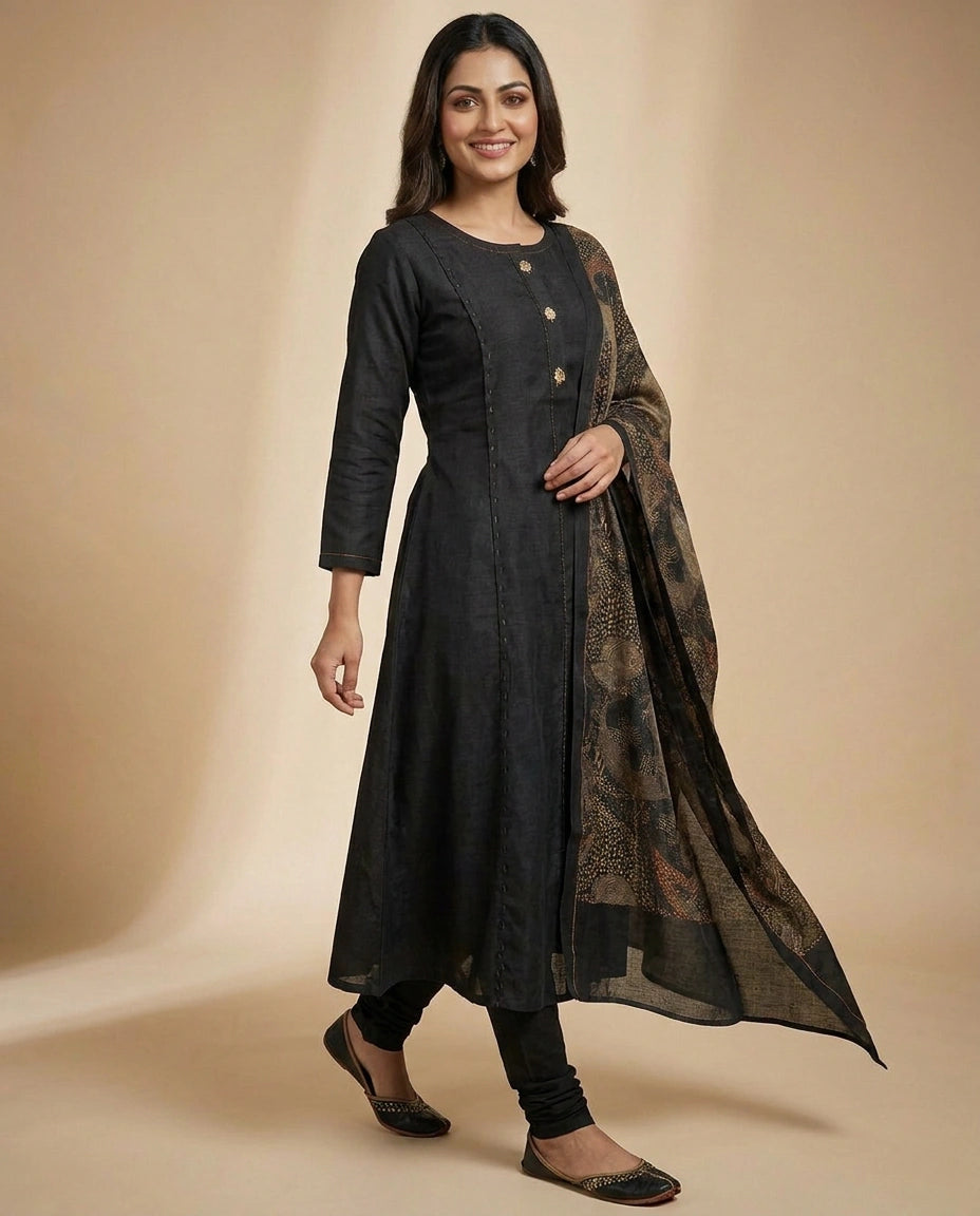 Dola Silk A-Line Suit - Rangoli India