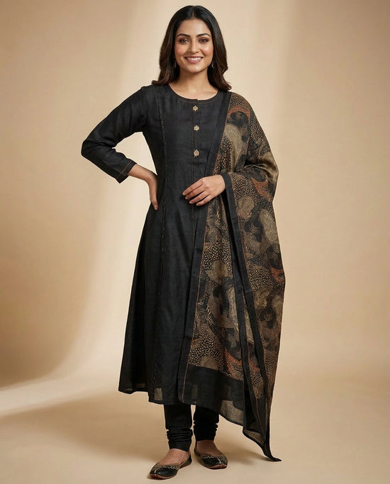 Dola Silk A-Line Suit - Rangoli India