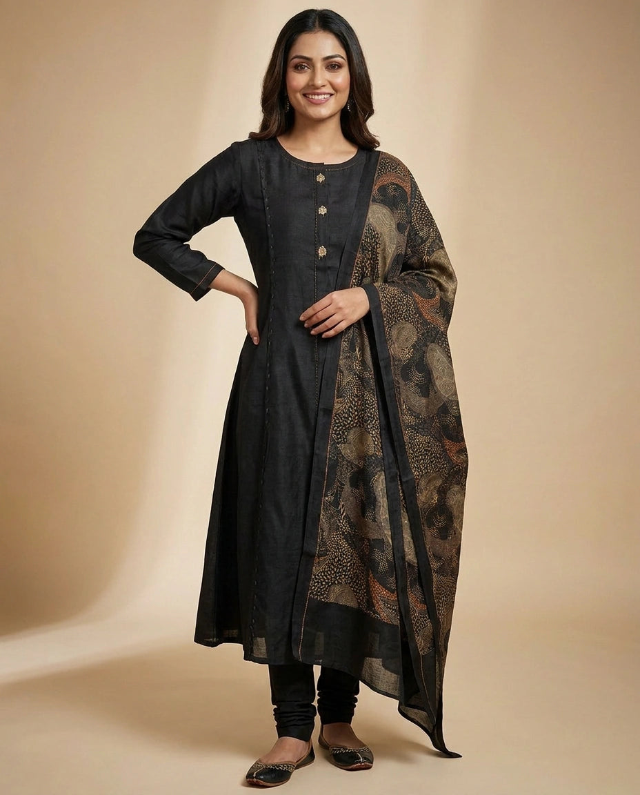 Dola Silk A-Line Suit - Rangoli India