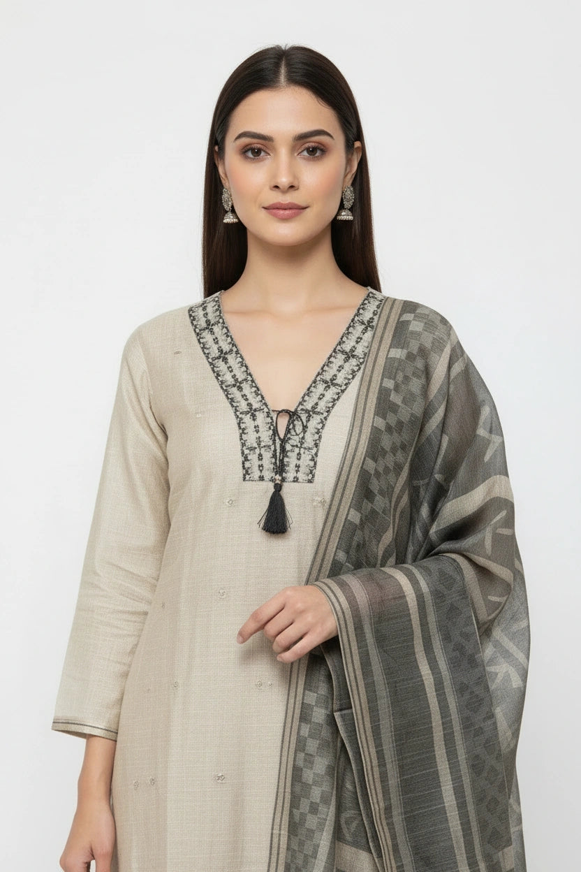 Refined Chanderi Straight Suit - Rangoli Sarees