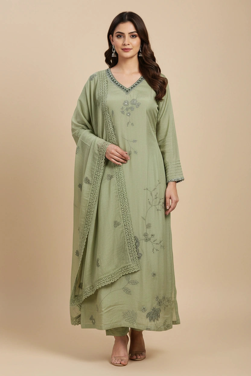 Refined Muslin Straight Suit - Rangoli Sarees