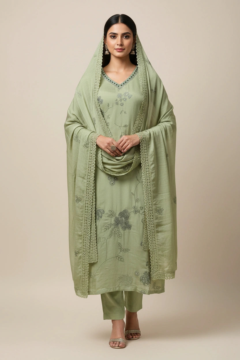 Refined Muslin Straight Suit - Rangoli Sarees